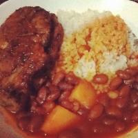 Pork Chops  Lunch · Chuleta/rice and beans