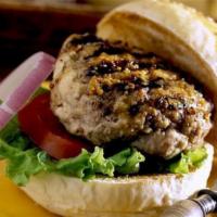 Jerk Turkey Burger Deluxe · Served with french fries. 