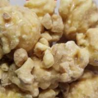 Nutty Buddy 1/2 gallon (8 cups of yum) · Our famous PB glazed popcorn Rolled generously in Reeses(tm) Peanut Butter and chopped peanu...