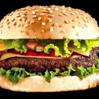 Cheese Burger · 100% beef burger with cheese, lettuce and tomato.