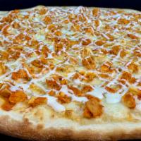 Buffalo Chicken Pizza · Chicken with buffalo sauce, mozzarella cheese and drizzle ranch on top