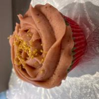 Champagne Strawberry · A champagne cupcake topped with our made-in-house from scratch using real strawberries frost...