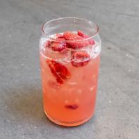 Strawberry Lemonade · 16 oz. Ice, strawberry syrup, organic lemonade, freeze dried strawberries.