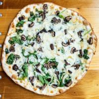Popeye · Rosemary-infused olive oil, fresh spinach, roasted onions and cremini mushrooms.