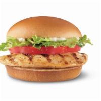 Grilled Chicken Sandwich · A grilled seasoned chicken fillet topped with crisp chopped lettuce, thick-cut tomato, and m...