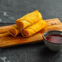 Vegetable Spring Rolls . · Fried vegetable spring rolls (3pcs).
Served with sweet chili sauce.
Contains: Gluten