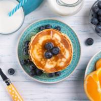 3 Pancakes with Blueberries · 3 fluffy golden pancakes with blueberries.