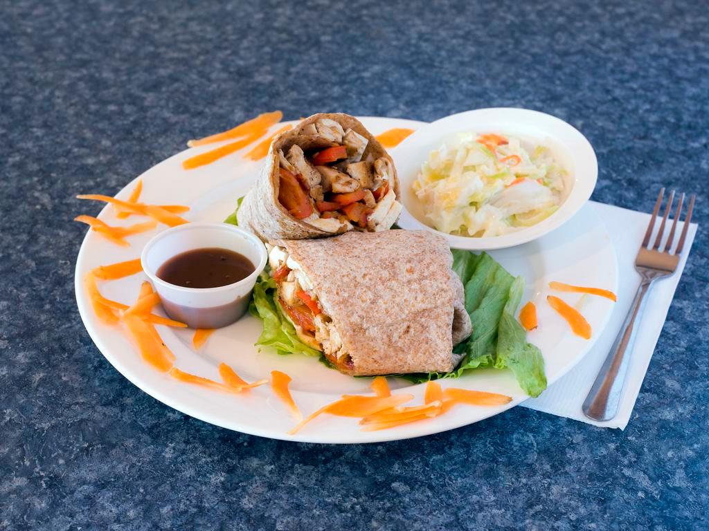 5. Grilled Chicken Wrap · Bacon, Swiss, lettuce, tomato and honey mustard.