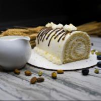 Vanilla slice swiss Roll Cake · It’s is a type of sponge cake roll filled with vanilla house made whipped cream.
