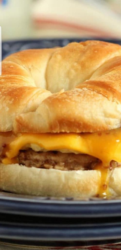 Turkey Sausage Patty, Egg and Cheese sandwich · Choose your bread. White,rye,ww,multigrain, bagel,roll,English muffin,bagel,burger bun,onion roll.