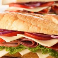The Italian Sub Combination Sandwich · Ham,Salami, Provolone, lettuce and tomato, hot peppers, olive and vinegar. Choose your bread...