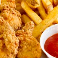 6 pcs. Chicken wings and fries · 6 pcs. Wings and your choice of fries. Regular, cutly,sweet potato, onion rings