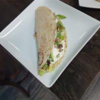 Mexican Quesadilla (Corn Tortilla) · 1x quesadillas sliced in 2 pieces served with Cheese, Quesillo, Sour Cream, Lettuce, Pico de...