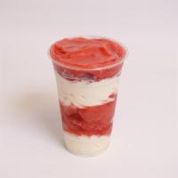 Strawberry Smoothie Gelato · Mix of fruit and ice cream.