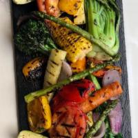 Grilled Vegetables Plate · Grilled seasonal vegetables, olive oil, gremolata.