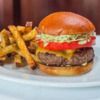Basic Burger · 6 oz. grilled kobe beef, lettuce, tomato, pickles, red onion, cheese optional.