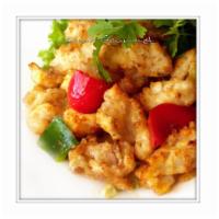 A4. Salt and Pepper Calamari · With diced sweet bell peppers, onions, and scallion. Hot and spicy.