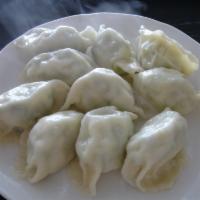 7. Three Fresh Delicacies Boiled Dumpling 三鮮水餃 (10 pieces) · Pork, Sea Cucumber, and Shrimp Boiled Dumpling.
豬肉, 蝦, 海参.