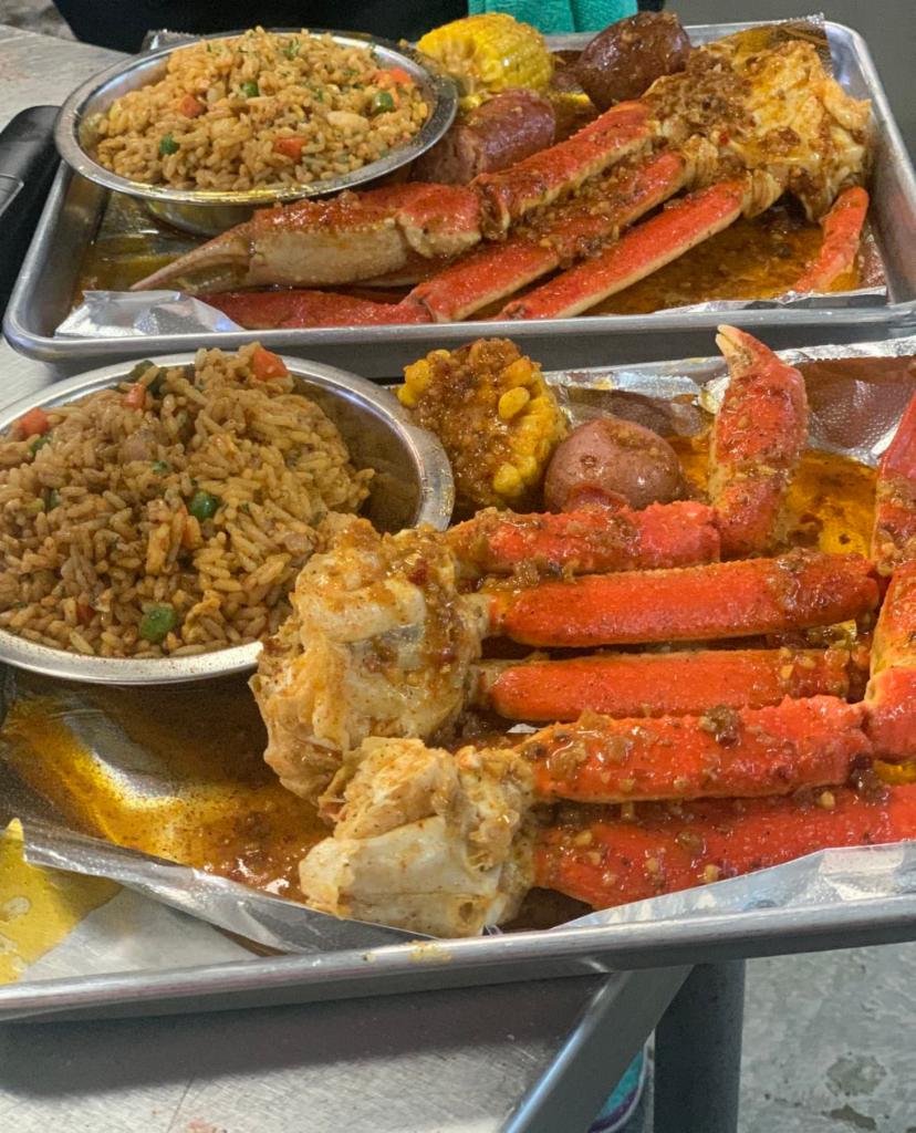 Boiled Snow Crabs · 1 lb. of fresh snow crab legs. Spicy or mild. Served with 1 corn and 1 potato. Add Cajun rice for an additional charge.