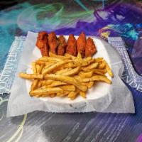 Wings & Fries Combo Platter · Buffalo, lemon pepper, barbeque or Plush-flavored seasoned wings. Battered and deep-fried. S...