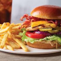 Chicken Sandwich with Bacon · Fire-grilled seasoned chicken breast, topped with hickory smoked bacon, pepper jack cheese o...