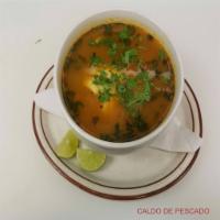 Caldo de Pescado · Our traditional fish soup.