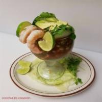 Cocktail de Camaron · Select shrimp in our special cocktail sauce, prepared with tomatoes, onions, cilantro, cucum...