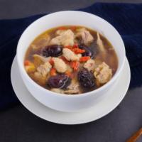 Mixed Herbal Chicken Soup 沙参山药鸡汤 · Slow-cooked(6hours) chicken with mixed Chinese Herbal in the soup