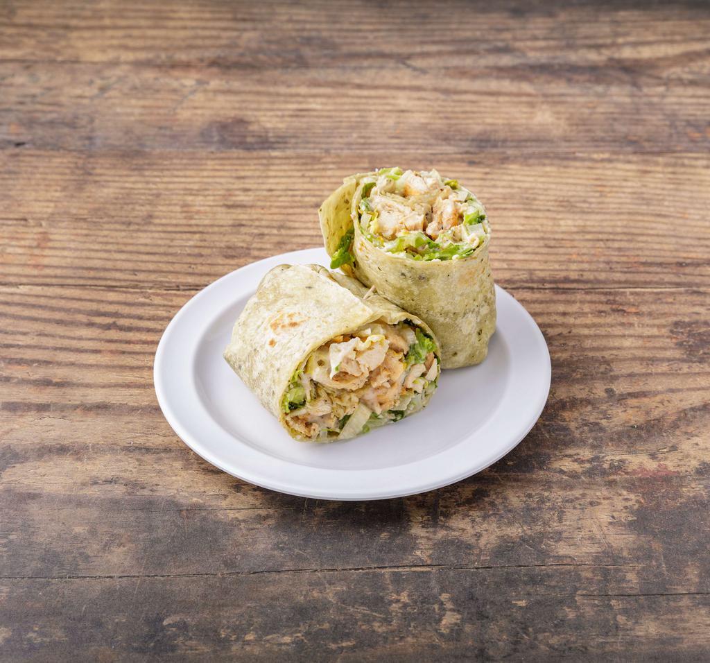 Chicken Caesar Wrap · Grilled chicken, lettuce, parmesan cheese, and Caesar dressing.