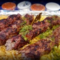 Kofta Kebab Platter · Served with Rice ,Salad & Soup