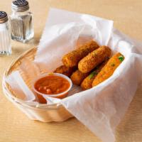 Mozzarella Sticks · 6 pieces. Comes with homemade marinara sauce.