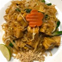 50. Vegetable Pad Thai · Rice noodle stir fried with mixed vegetable and crushed peanut.