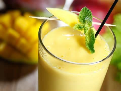Mango Lassi · Mango pulp, sugar and yogurt drink.