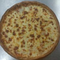 BBQ Deep Dish Chicken Pizza · Tender strips of marinated chicken, tangy BBQ sauce, cheddar and mozzarella cheeses.