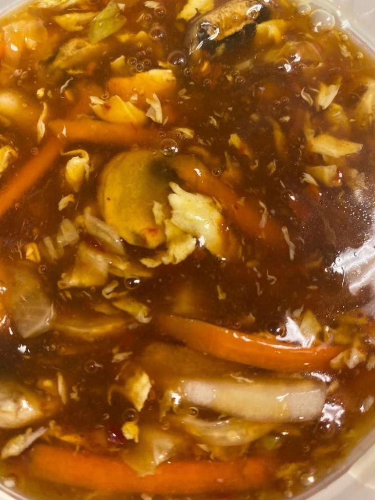 Hot and Sour Soup (Lg) · Spicy.