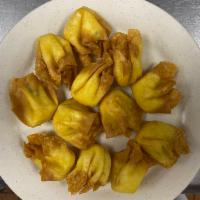  Fried Crab Meat Rangoon (12)芝士云吞 · Cooked in oil.