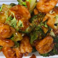 Jumbo Shrimp with Broccoli芥兰虾 · 