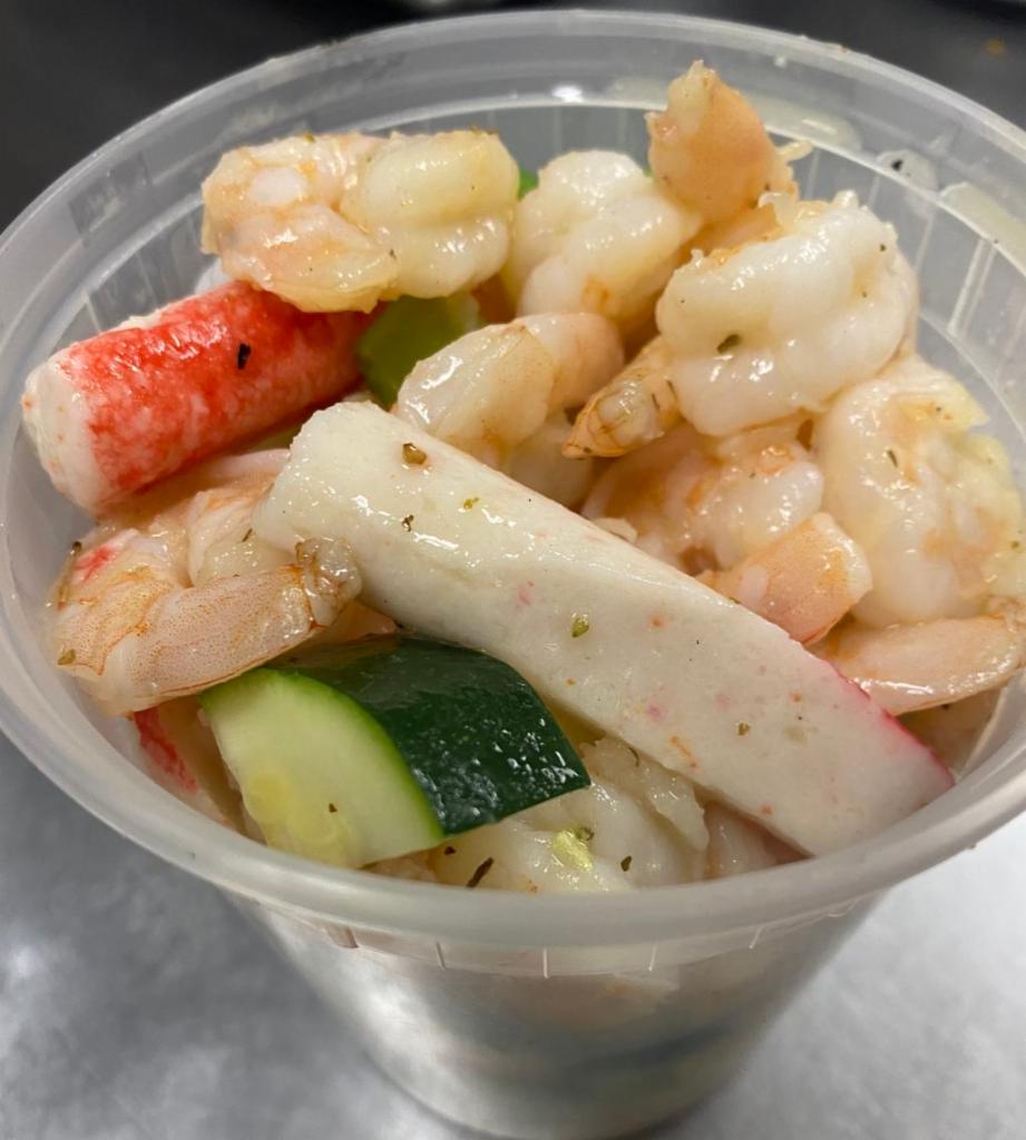 Baby shrimp & crabmeat in butter garlic sauce牛油虾 · 