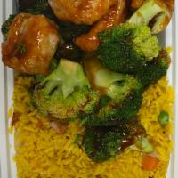 Shrimp with Broccoli Combination芥兰虾套餐 · pork fried rice & egg roll.
Exchange fried rice to lo mein will $ 1 extra 