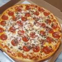 Meat Lovers Pizza · Sausage, ham meatball and pepperoni.