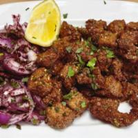 Calf Liver  · Tender calf liver cubes floured and then fried pan seared with mixed herbs. 