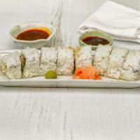 53. California Roll · 8 pieces. Imitation crap meat, cucumber, avocado and seaweed.
