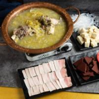 Lamb Soup in Pot 滋补铜锅羊杂汤 · Popular item.