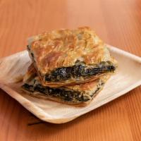 Spinach Pie · Pie made from spinach, cheese, and and phyllo dough.