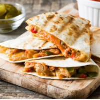 Pollo Quesadilla · Chicken , sour cream and your choice of fries or salad 