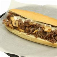 French Onion Sandwich · Grilled sirloin, sauteed mushrooms and dressed with crispy fried onions and melted white Ame...