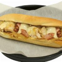 Cubano Sub · Grilled chicken, ham, sauteed onions, melted provolone and mustard. Mayo, lettuce and tomato.