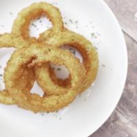 Onion rings · So golden and delicious you may shed a tear! 