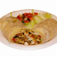 Vegetarian Burrito · Lettuce, avocado, spinach, tomato, tortilla chips and Thousand Island.