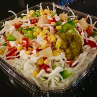 Cabbage Sliced Salad · with ketchup, mayo, sriracha sauce, sweet relish, corn, green pepper, and pineapple.